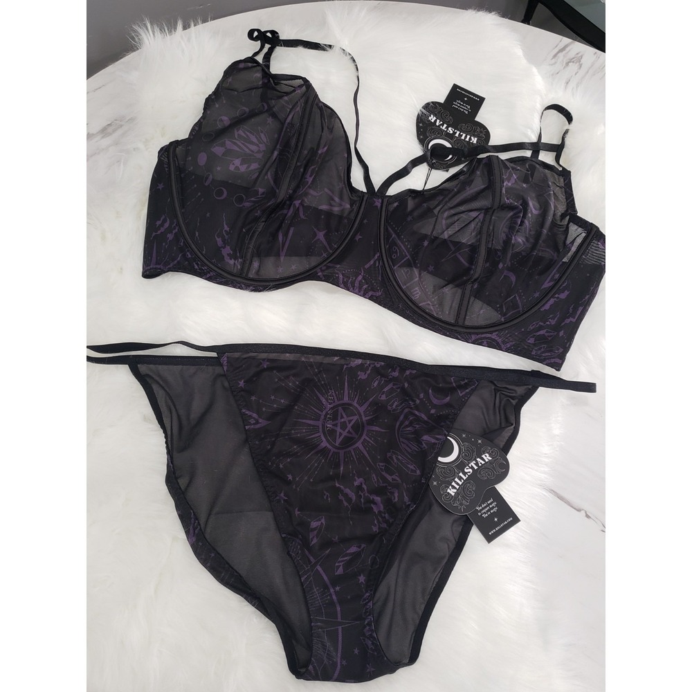 NEW 4XL Killstar Garnetta Strappy Bra PANTY SET Lunar Goddess CELESTIAL EVIL EYE